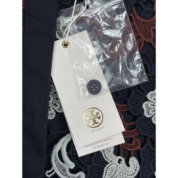 Tory Burch Womens 6 Shirt Dress Guipure Lace Floral Bittersweet Navy Elegant NEW - Picture 8 of 16